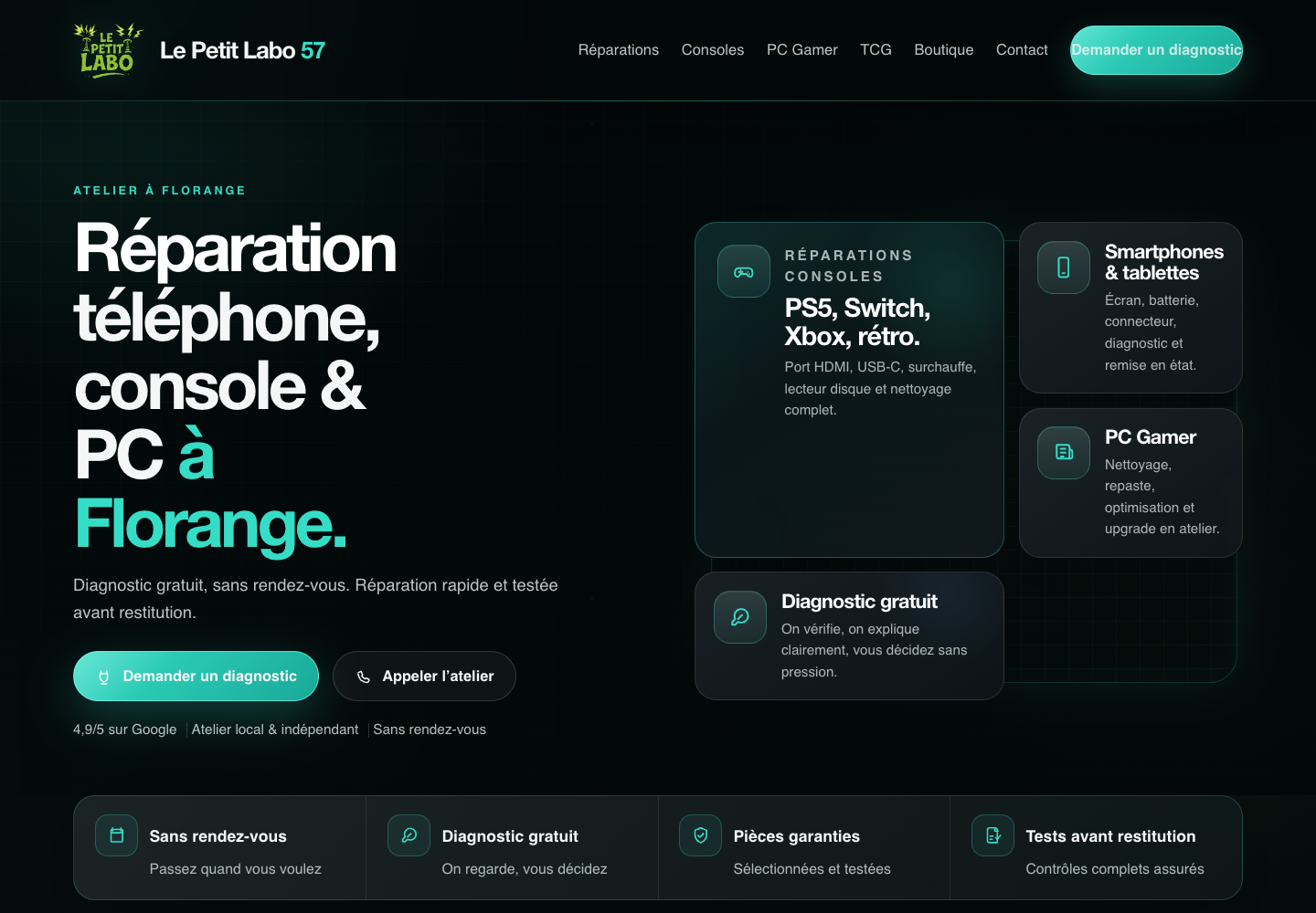 Capture du site Le Petit Labo 57